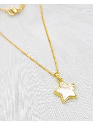 Nevoka Çerçeveli Yıldız Sedef Gold Kolye