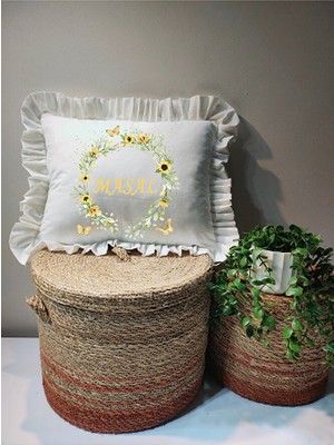 Moda Lime Isme Özel Baskılı Fırfırlı Bebek Dolgulu Yastık Hediyelik (Takı Yastığı Olarakta Kullanılabilir)