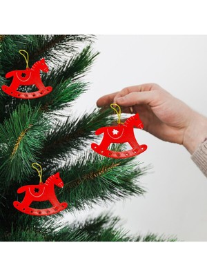 Empressco Kırmızı Sallanan At Süsü, Çam Ağacı Dekorasyonu, 3'lü Set