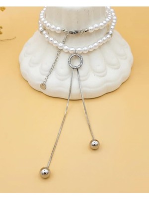 Nevoka Işıltılı Inci Çelik Kolye