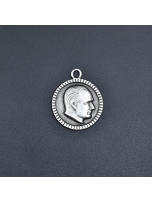 Alooya Atatürk Madalyon Gümüş Kaplama Kolye Ucu