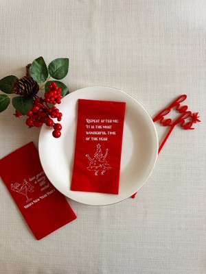 Empressco Kırmızı Yılbaşı Temalı 10'lu Peçete, Şık ve Renkli Dekorasyon Aksesuarı