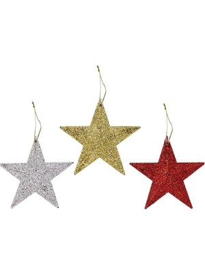 Empressco Renkli Yıldız Süsleri, 7 Cm, 3'lü Set, Yılbaşı Dekorasyonu Için Ideal Seçenek