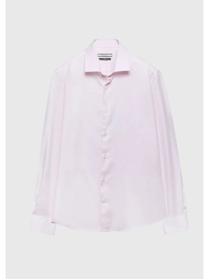 Ramsey Açık Pembe Regular Fit Dokuma Klasik %100 Pamuk Gömlek