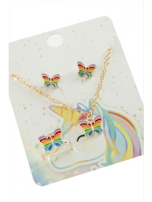 Marsilyan Kelebek Mineli Set Kolye