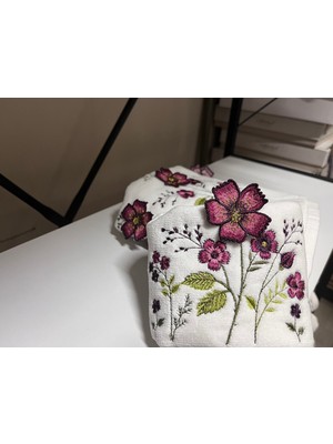 Rüya Pırıltı Çiçek Kabartmalı 1 Adet Büyük 1 Adet Küçük El Yüz Kavlısı