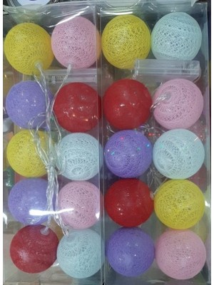 Evaglow 2m 10'lu Işıklı Renkli Top Dekoratif Süs Pilli