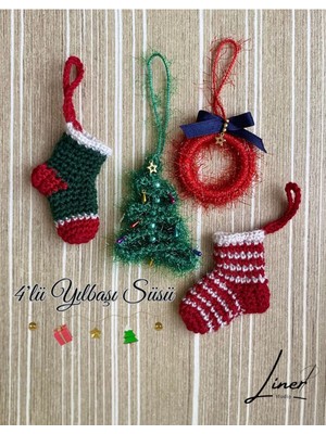 Empressco El Yapımı 4'lü Kırmızı Yılbaşı Süsleri, Şık ve Renkli Dekorasyon Seçeneği