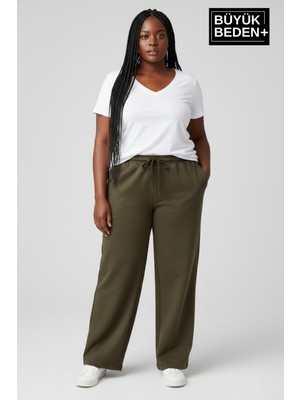 Superlife Kadın Büyük Beden Rahat Kesim Lastikli Bel Paça Reçmeli Eşofman Altı SPR26EAK952