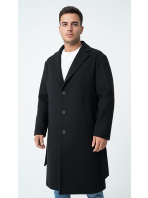 Plus Scorpion Erkek Kaşe Uzun Palto – Kışlık, Kuşaklı, Şık Modern Tasarım