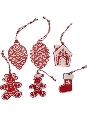 Empressco Kırmızı 6'lı Özel Tasarım Yılbaşı Ağacı Süsleri Seti