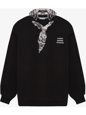 Quzu Fular Detaylı Kadın Sweatshirt SWT01336 Siyah