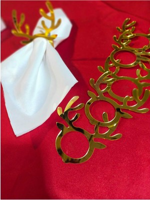 Empressco Yılbaşı Temalı Şeffaf Pleksi Peçete Halkası, 6 Adet, Şık ve Kullanışlı Dekoratif Ürün