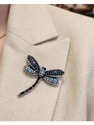 Nevoka Lacivert Zirkon Taşlı Yusufçuk Broş
