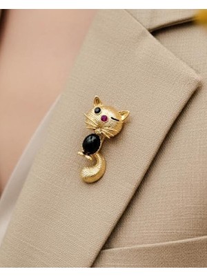 Nevoka Mia Gold Kedi Broş