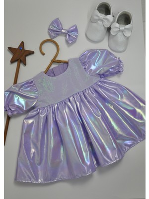 ministok Violet Toka Aksesuarlı Kız Bebek Elbise