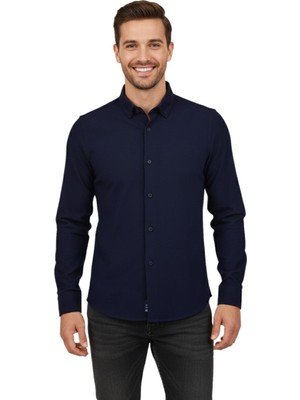 Advante Erkek Spor Slim Fit Uzun Kol Petek Fitilli Gömlek BGL-ST04824