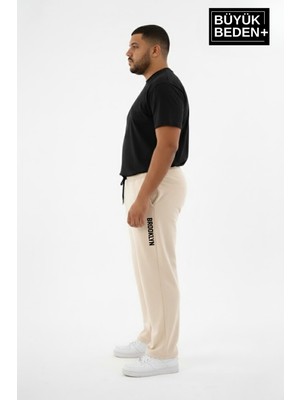 Superlife Erkek Büyük Beden Brooklyn Baskılı Rahat Kesim Lastikli Bel Paça Reçme Eşofman Altı SPR26EA952-2