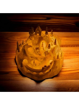 Empressco Dağ Temalı Işıklı Masa Süsü, Beyaz, Şık ve Dekoratif Aydınlatma