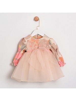 ministok Vanesa Önü Fiyonklu Tütülü Kız Bebek Elbise