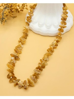 Nevoka Karışık Geometrik Şekilli Karamel Akrilik Kolye