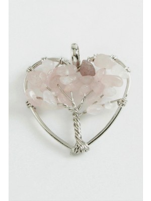 Marsilyan Pembe Kuvars Kalp Doğaltaş Kolye Ucu