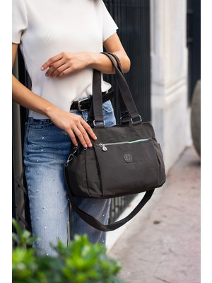 Sanmorris Su Geçirmez Kumaş Çok Bölmeli Kadın Kol ve Omuz Çantası