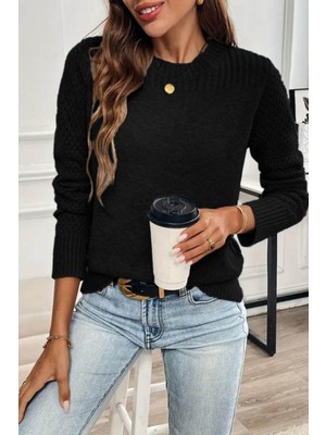 Mossta Bisiklet Yaka Triko Bluz - Siyah