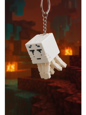 Flexilab Creative Minecraft Ghast Anahtarlık – Oyunculara Özel 3D Figürlü Sevimli Anahtarlık Modeli
