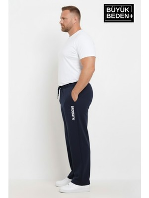 Superlife Erkek Büyük Beden Brooklyn Baskılı Rahat Kesim Lastikli Bel Paça Reçme Eşofman Altı SPR26EA952-2