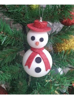 Empressco Yılbaşı Sevimli Simli Kardan Adam ve Çam Ağacı Dekorasyonu, Toplar, Beyaz