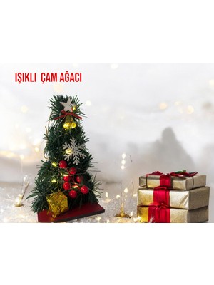 Empressco Işıklı Masaüstü Yeşil Yılbaşı Ağacı, Şık ve Parlak Dekorasyon Seçeneği