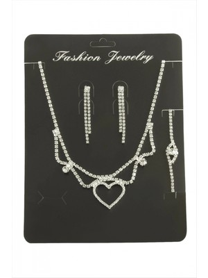 Marsilyan Kalp Taşlı Set Kolye