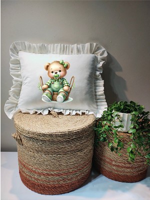 Moda Lime Isme Özel Baskılı Fırfırlı Bebek Dolgulu Yastık Hediyelik (Takı Yastığı Olarakta Kullanılabilir)