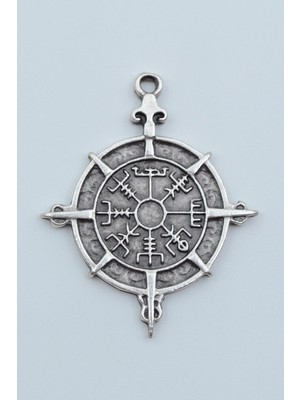 Alooya Viking Vegvisir Pusula  Gümüş Kaplama Kolye Ucu