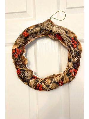 Empressco Kahverengi 30CM Baskılı Keçe Kapı Süsü, Yılbaşı Dekorasyonu Için Şık ve Doğal Seçim