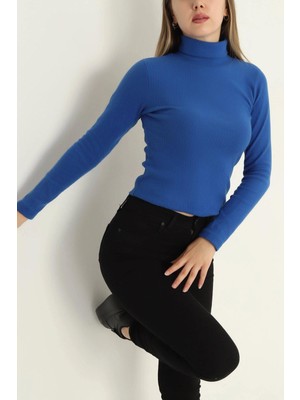 Mossta Balıkçı Yaka Bluz - Saks