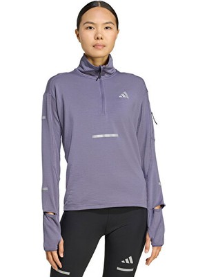 Adidas ADI365 Warmhz W Kadın Koşu Çeyrek Fermuarlı Üst JM5727 Mor