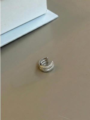 Royaleks Taşlı Kıkırdak Küpe - Gümüş