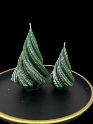 Empressco Yeşil Çam Ağacı 2'li Mum Seti, Büyük 15 Cm, Küçük 12 cm