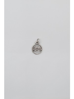 Alooya Minimalist Göz - Nazar Kolye Ucu - Antik Gümüş Kaplama - Kadın Erkek