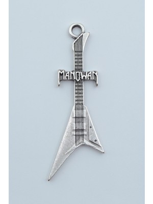 Alooya Manowar Elektro Gitar Gümüş Kaplama Kolye Ucu