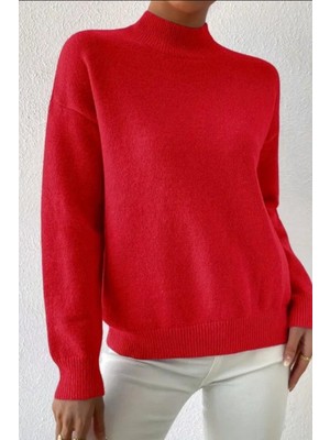 Mossta Balıkçı Yaka Triko Bluz - Kırmızı