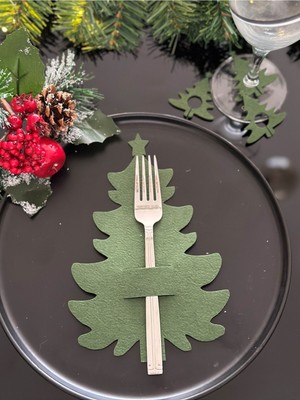 Empressco Yeşil Dekoratif Çam Ağacı Kaşıklık Seti, 6 Adet, Şık ve Kullanışlı Mutfak Aksesuarı