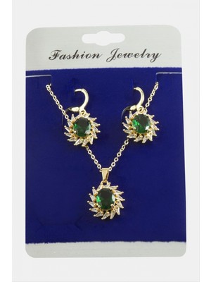 Marsilyan Rüzgar Gülü Zirkon Taşlı Set Kolye