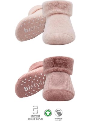 Tp Bfs   Bistyle Çemberli Kaymaz Havlu Soket Çorap 2'li BS10503 Pudra Pembe