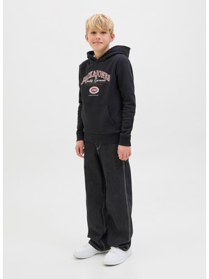 Jack & Jones Baskılı Erkek Çocuk Siyah Sweatshırt 12289751