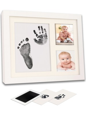 Moky Dizayn Bebek El Ayak Izi Seti, Temassız Mürekkep Baskı Kiti Jumbo Boy ve Yenidoğan Hediye Anı Çerçevesi
