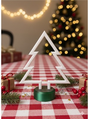 Empressco Beyaz 3D Çam Ağacı Süs, Yılbaşı Dekorasyonu, Masa Süsü