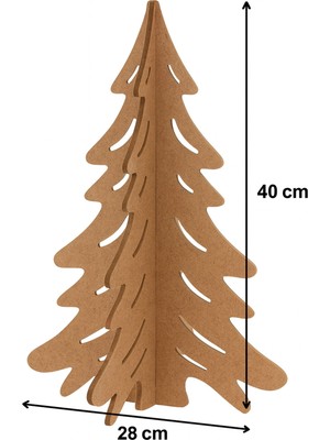 Empressco 40 cm Boyanabilir Mdf Yılbaşı Ağacı, 3D Dekoratif Masaüstü Ağaç Kahverengi